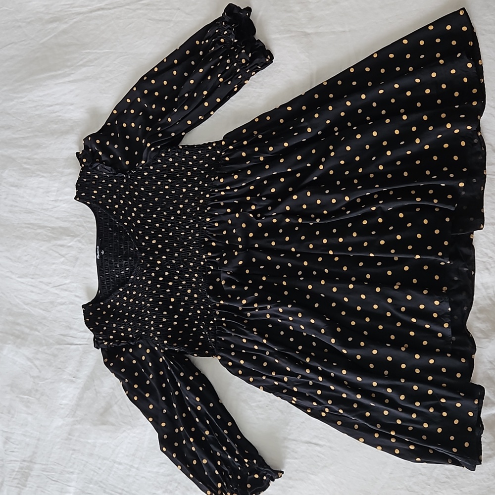 Madewell 3/4 Sleeve Mini Dress Black/Gold